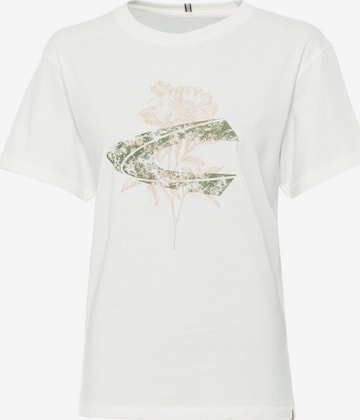 CAMEL ACTIVE T-Shirt mit Logoprint aus Organic Cotton in Weiß: predná strana
