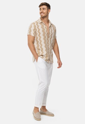 INDICODE JEANS Regular fit Button Up Shirt ' Cosby ' in Beige