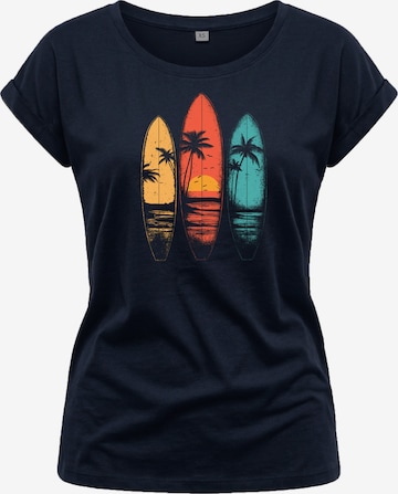 MAKAYA Shirt 'Surfboards' in Blue: front