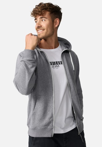 INDICODE JEANS Zip-Up Hoodie 'Christos' in Grey