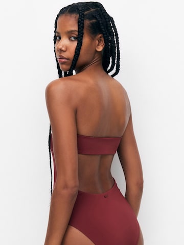 Pull&Bear Bandeau Swimsuit in Red
