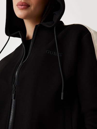 GUESS Zip-Up Hoodie in Black / White, Item view