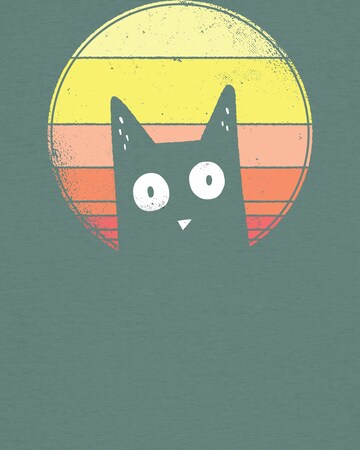 Watapparel Shirt 'Sunset Cat' in Groen