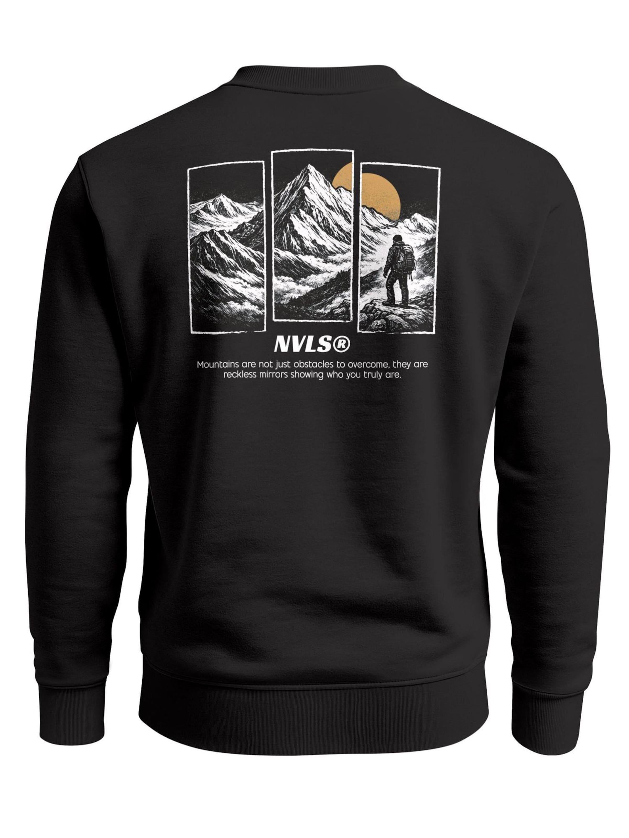 Neverless Sweatshirt 'Mountain Wanderer'‌‌‌ in Schwarz: Vorderseite