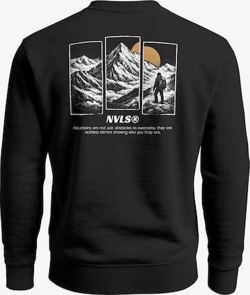 Neverless Sweatshirt 'Mountain Wanderer' in Schwarz: Vorderseite