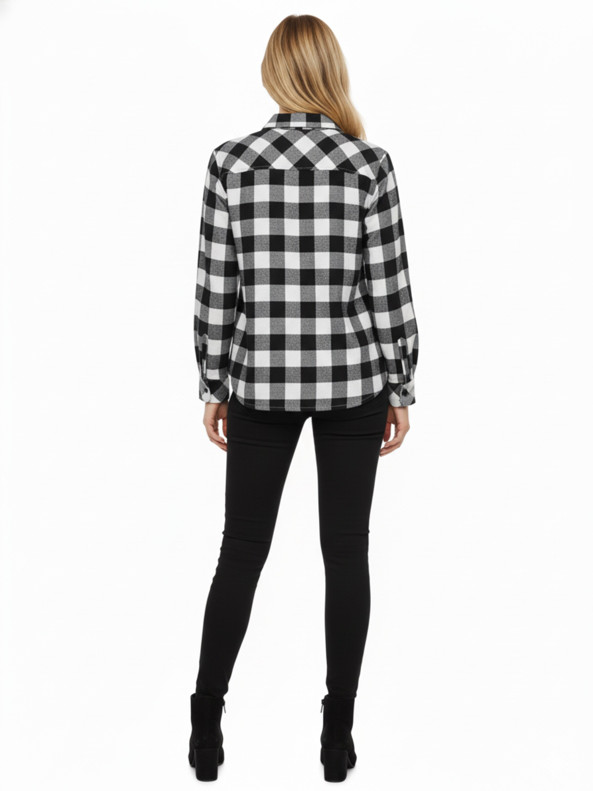Radwa Blouse 'Radwa Women’s Plaid Flannel' in Grijs