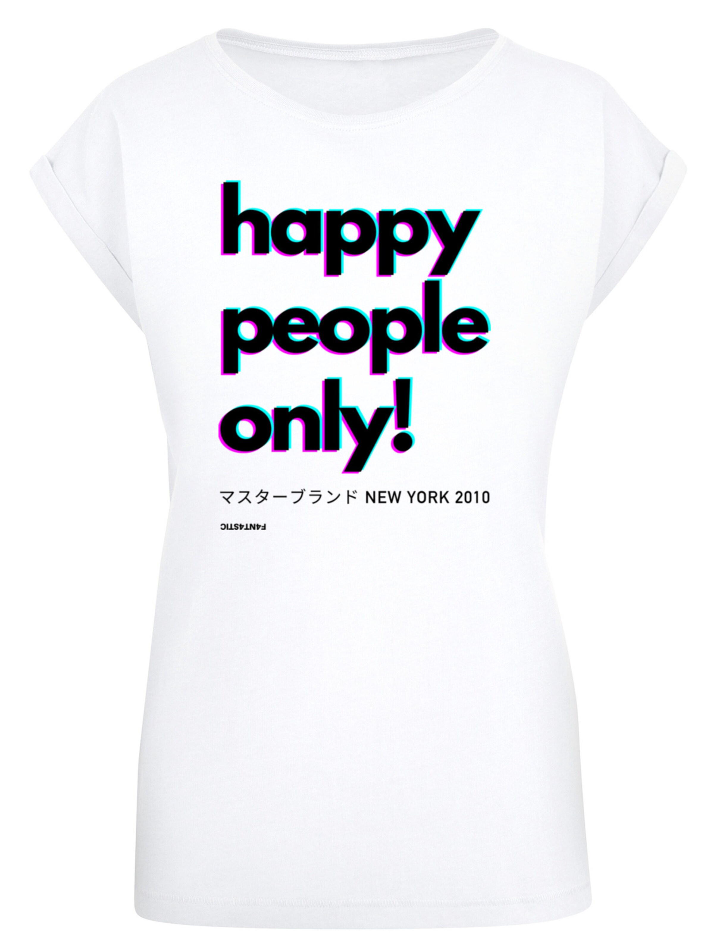 F4NT4STIC T-Shirt 'Happy people only New York' in Weiß: Vorderseite