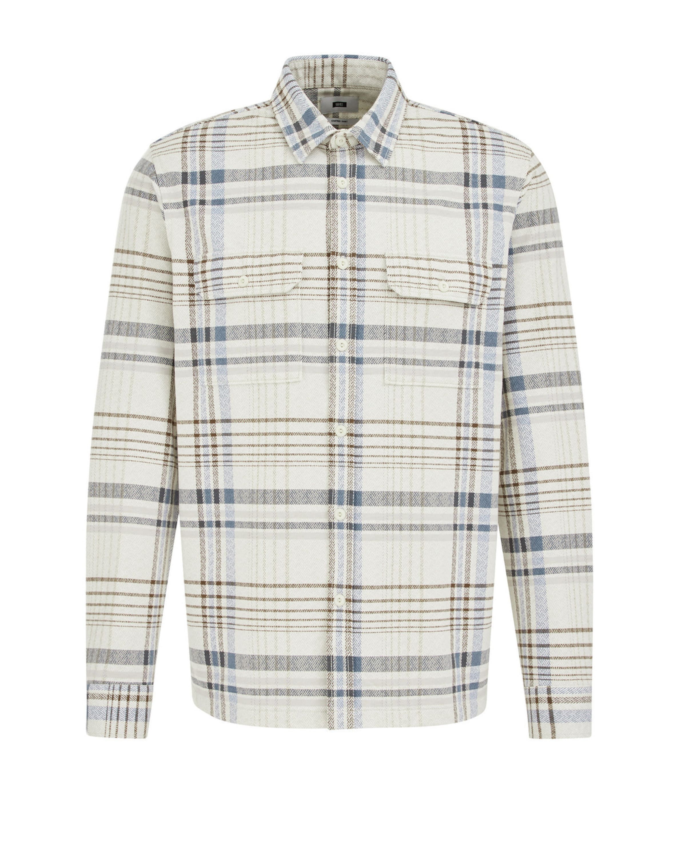 WE Fashion Chemise en écru / bleu clair / orange / blanc, Vue avec produit