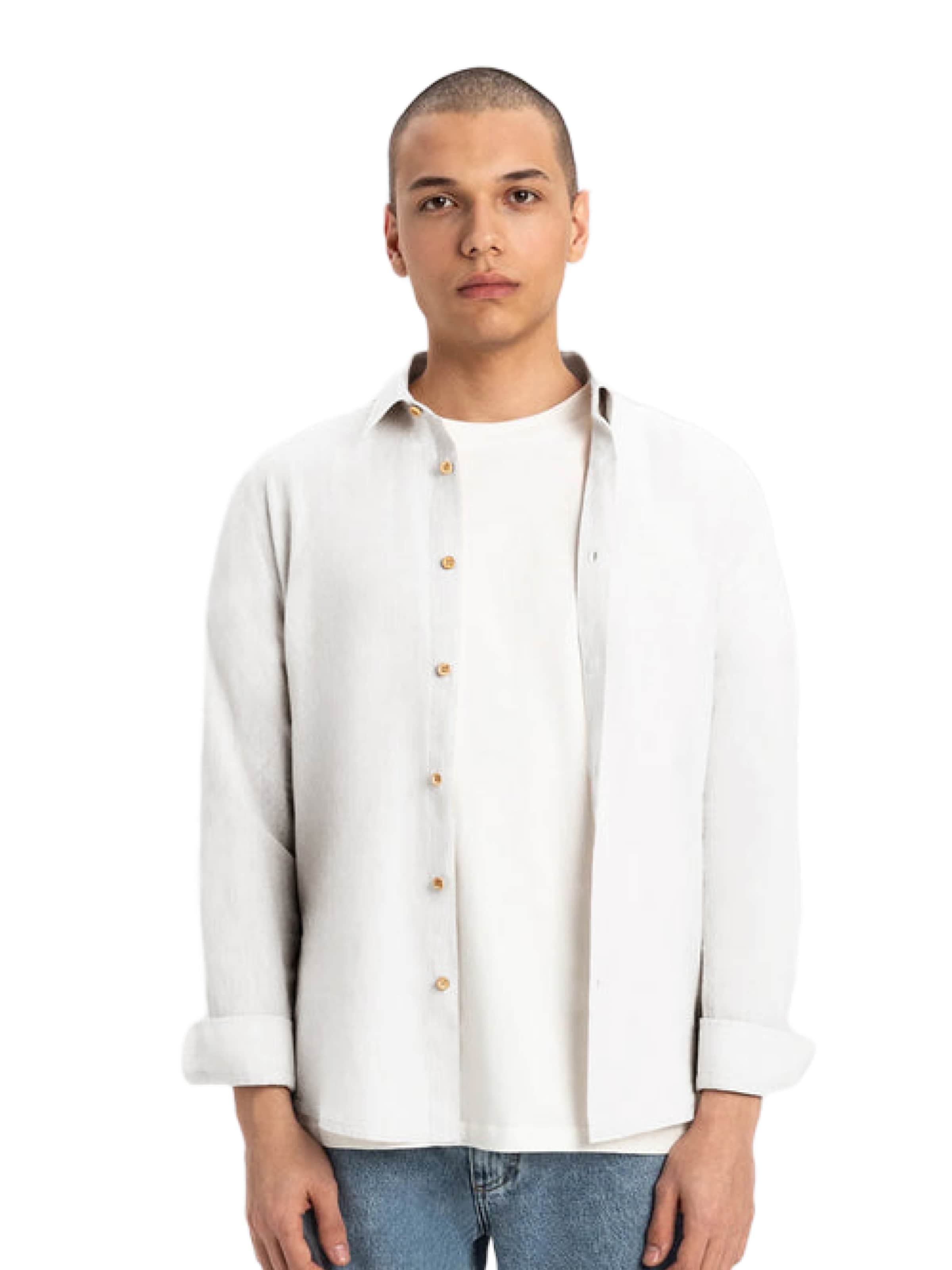 UNIQVIBE Regular fit Overhemd in Wit: voorkant