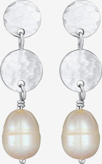 ELLI PREMIUM Ohrringe Kreis, Perlenohrhänger in silber / perlweiß, Produktansicht