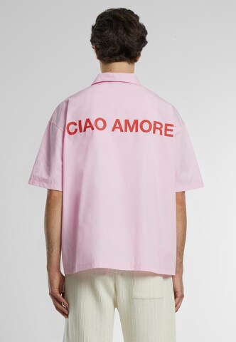 Fit confort Chemise 'Ciao Amore' Prohibited en rose : devant