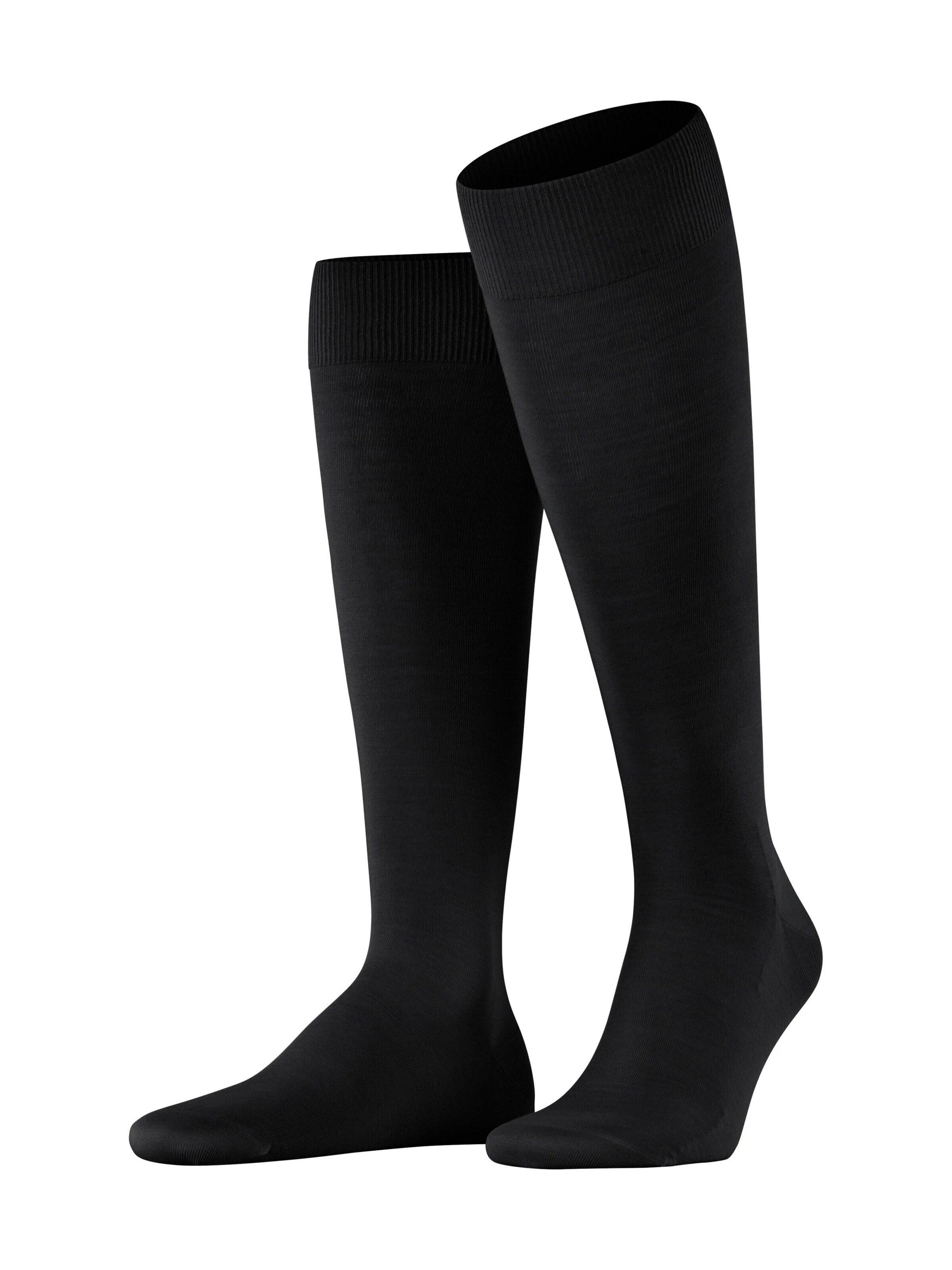 FALKE Knee High Socks 'ClimaWool' in Black: front