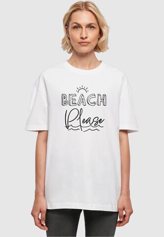 T-shirt 'Beach Please' Merchcode en blanc : devant