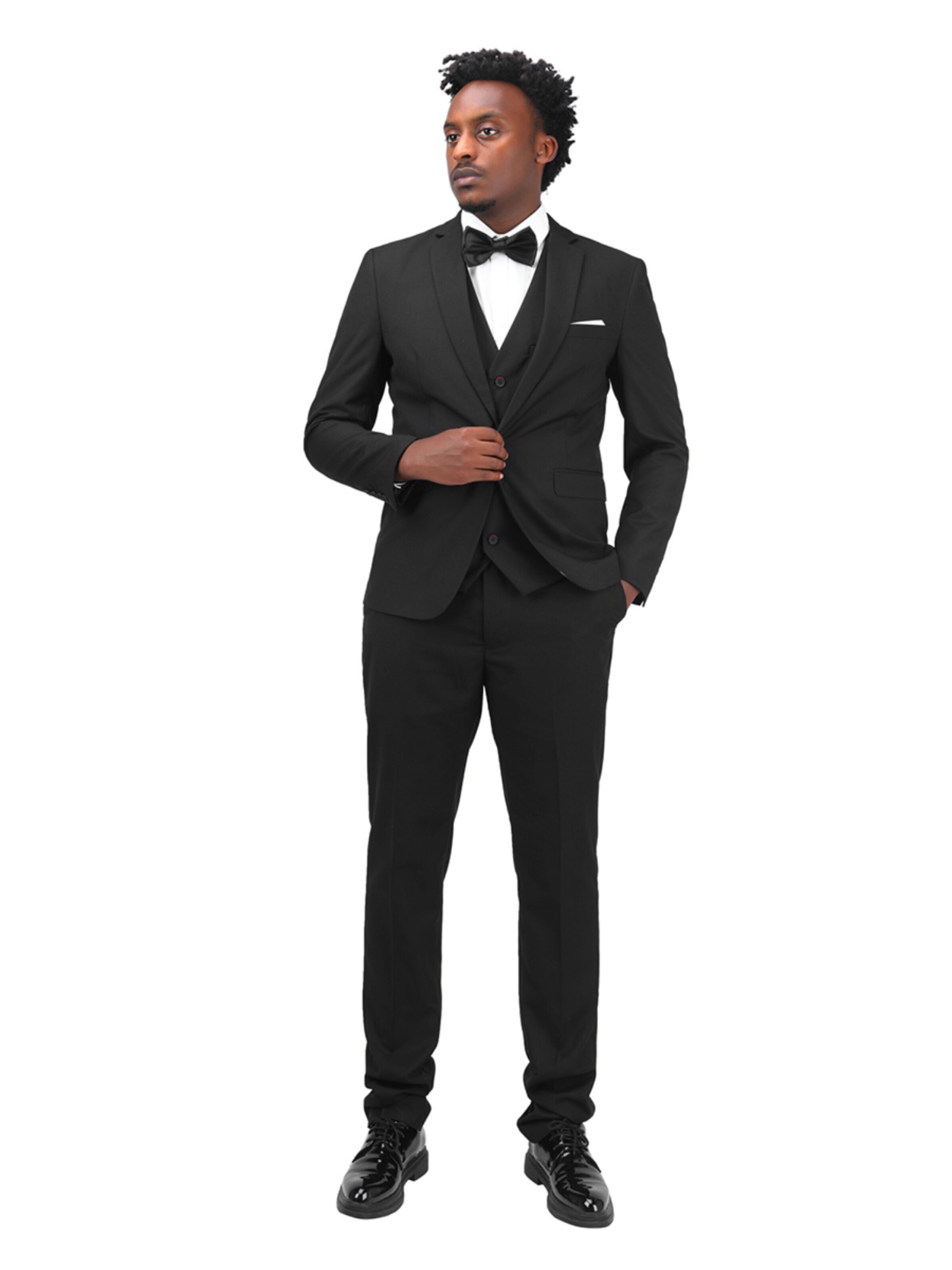 YOUTHUP Slimfit Anzug 'Trio'‌‌‌ in Schwarz: Vorderseite