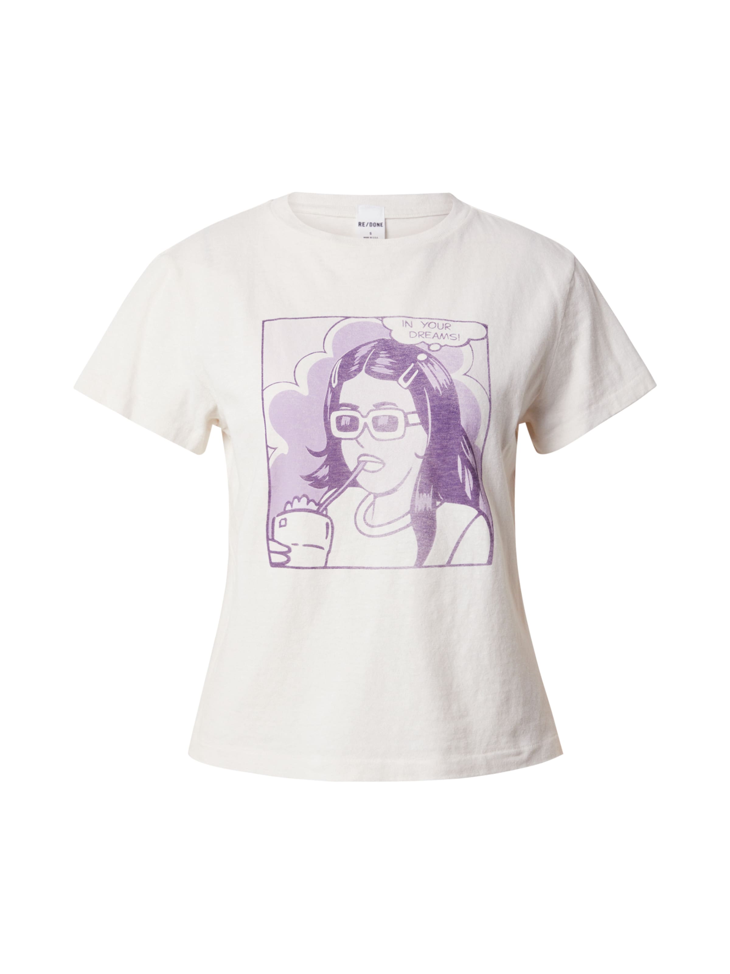RE/DONE Тениска 'IN YOUR DREAMS' в бяло: отпред