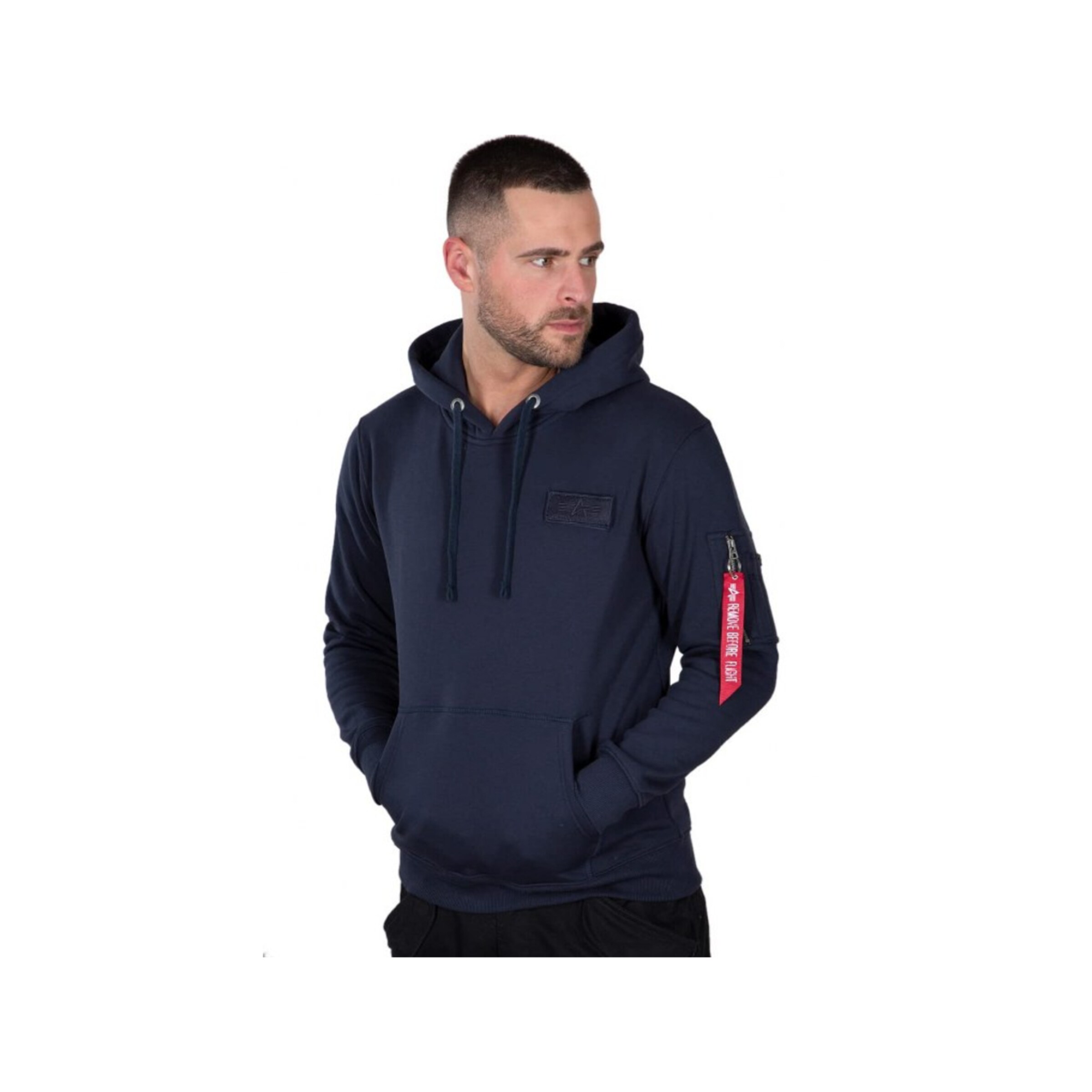 ALPHA INDUSTRIES Sweatshirt 'Red Stripe' in Blau: Vorderseite