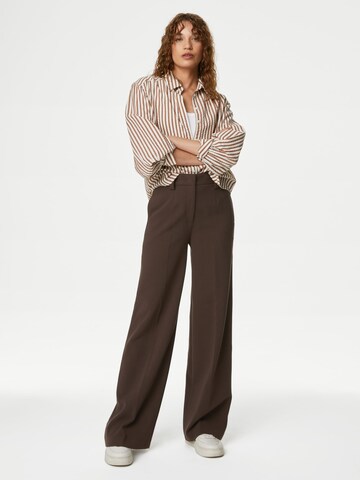 Marks & Spencer Wide Leg Bügelfaltenhose in Braun