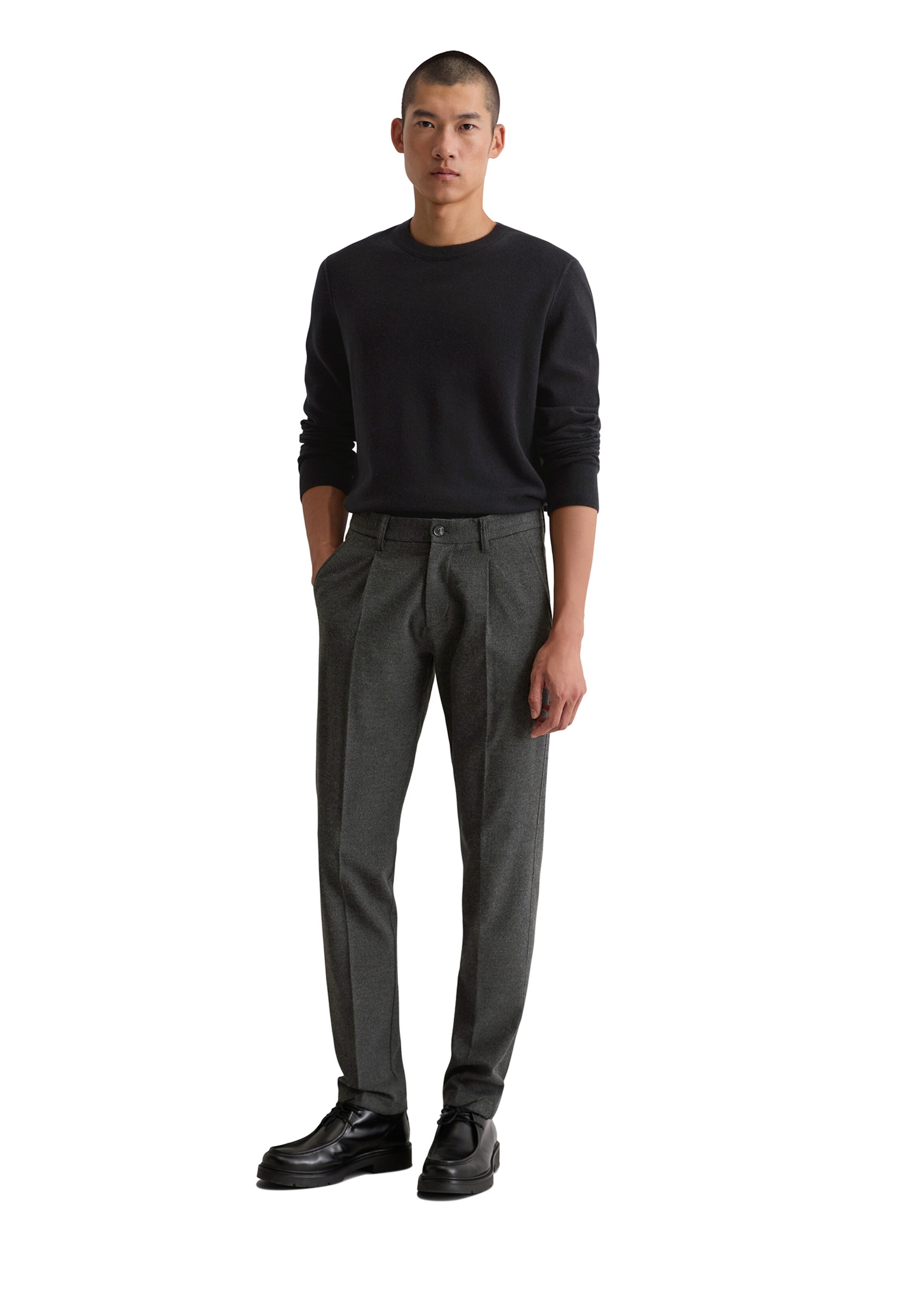 Marc O'Polo Regular Pleat-front trousers 'Osby' in Black
