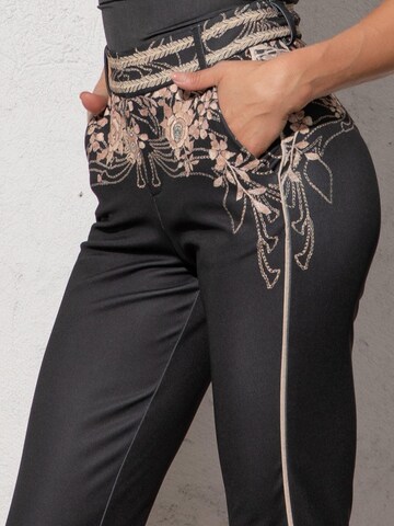 JIORO Regular Hose 'GOLDEN ROSES'‌‌‌‌‌ in Schwarz