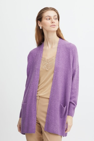 ICHI Knit Cardigan in Purple: front