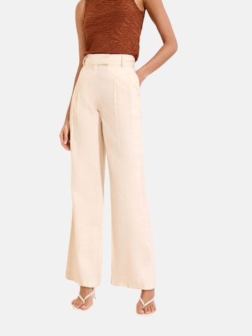 Lipsy Loose fit Pleat-Front Pants in Beige: front
