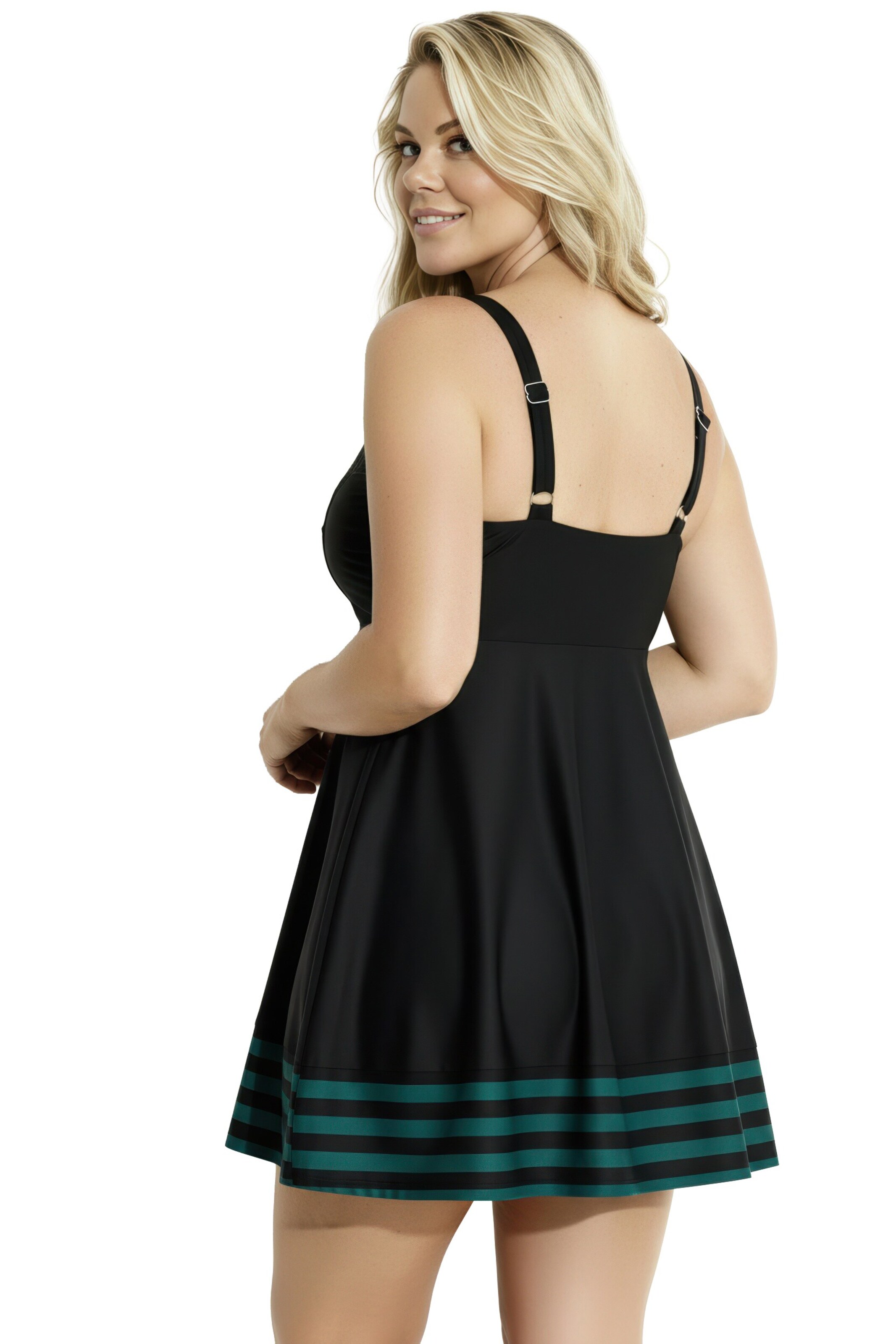 Ulla Popken Bralette Swimsuit dress in Black