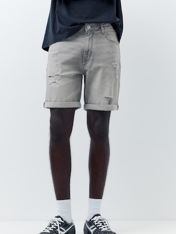 Pull&Bear Slimfit Kavbojke | siva barva: sprednja stran