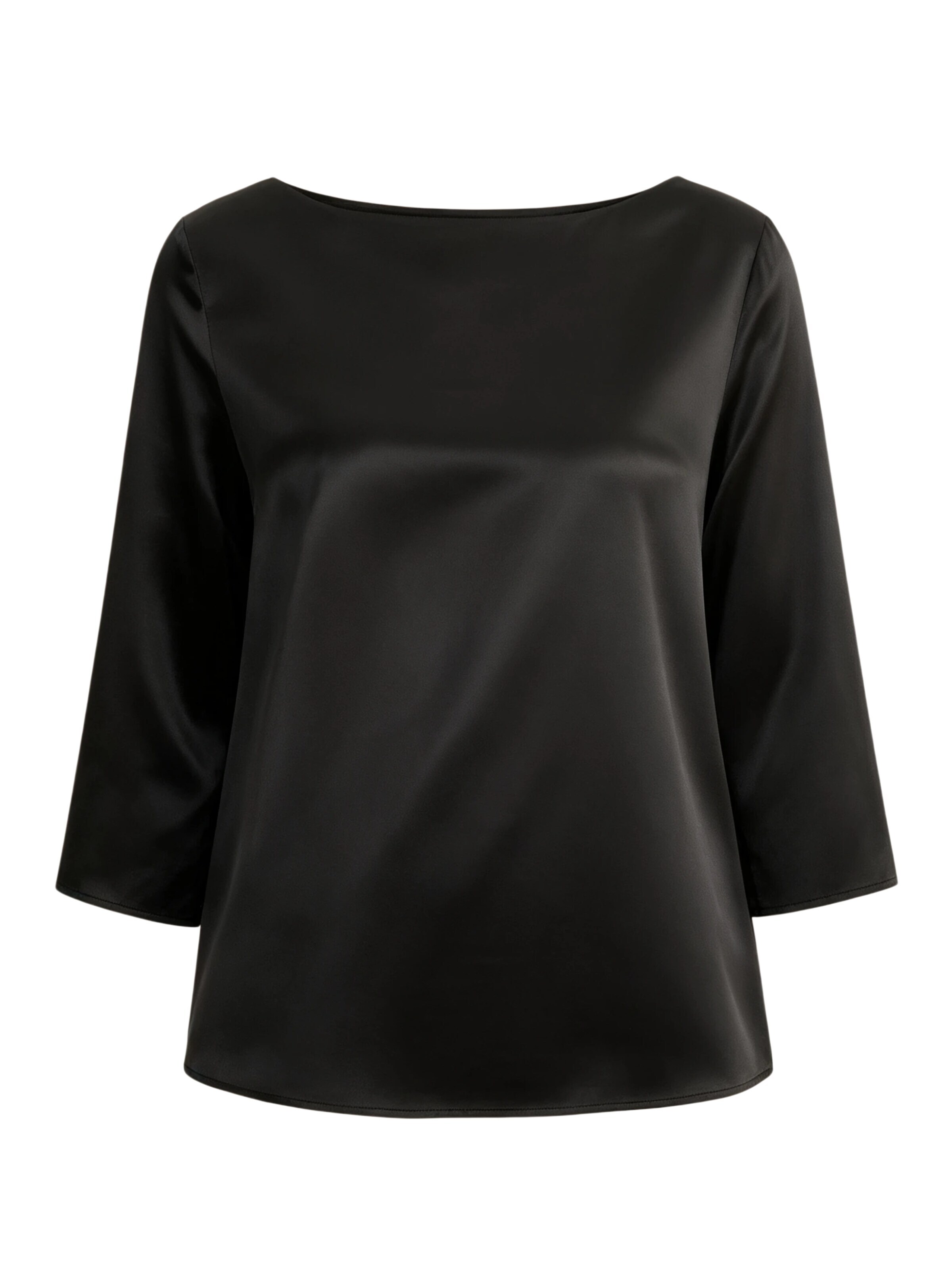 Lilysilk Blouse '3/4 Ärmel Seidenbluse mit Boot-Hals' in Zwart: voorkant