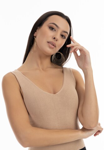 Top in maglia di faina in beige