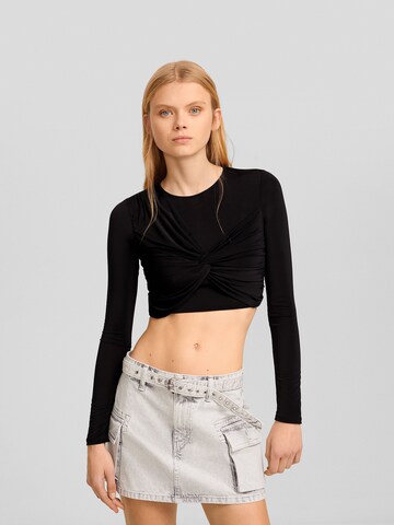 Bershka Shirt in Zwart: voorkant