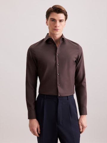Coupe slim Chemise business SEIDENSTICKER en marron : devant