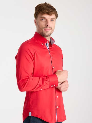 Slim fit Camicia business 'Roma Iconic Satin Man Shirt White' di 7Camicie in rosso