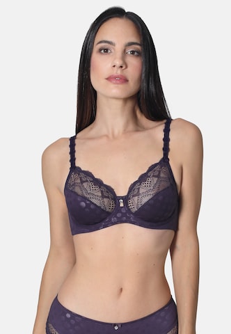 sassa Bralette Bra 'DOT & BLOSSOM' in Purple: front