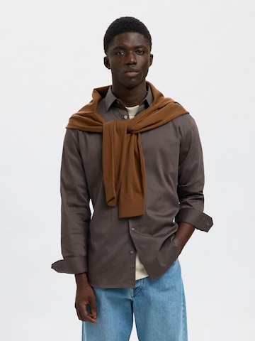 Coupe slim Chemise SELECTED HOMME en marron
