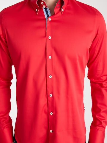 Slim fit Camicia business 'Roma Iconic Satin Man Shirt White' di 7Camicie in rosso