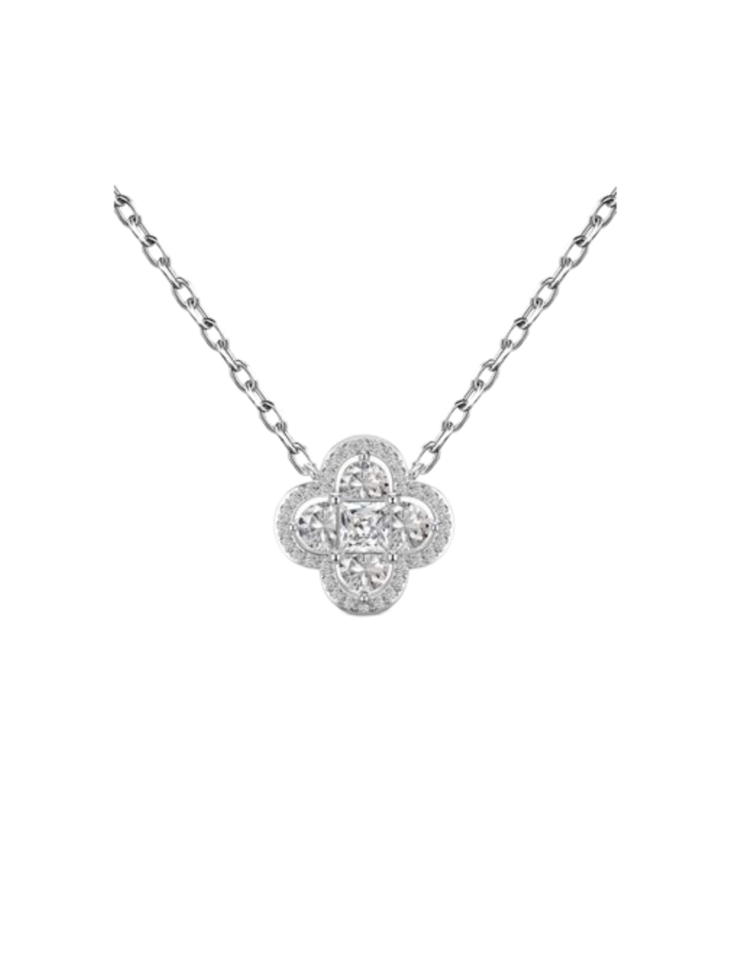 ROUGEMONT Jewellery Kette 'Moissanit Diamant Halskette Glücksbringer'‌‌‌ in Silber: Vorderseite