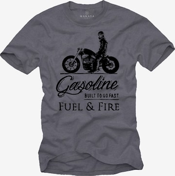 MAKAYA Shirt 'Gasoline Biker' in Grey: front
