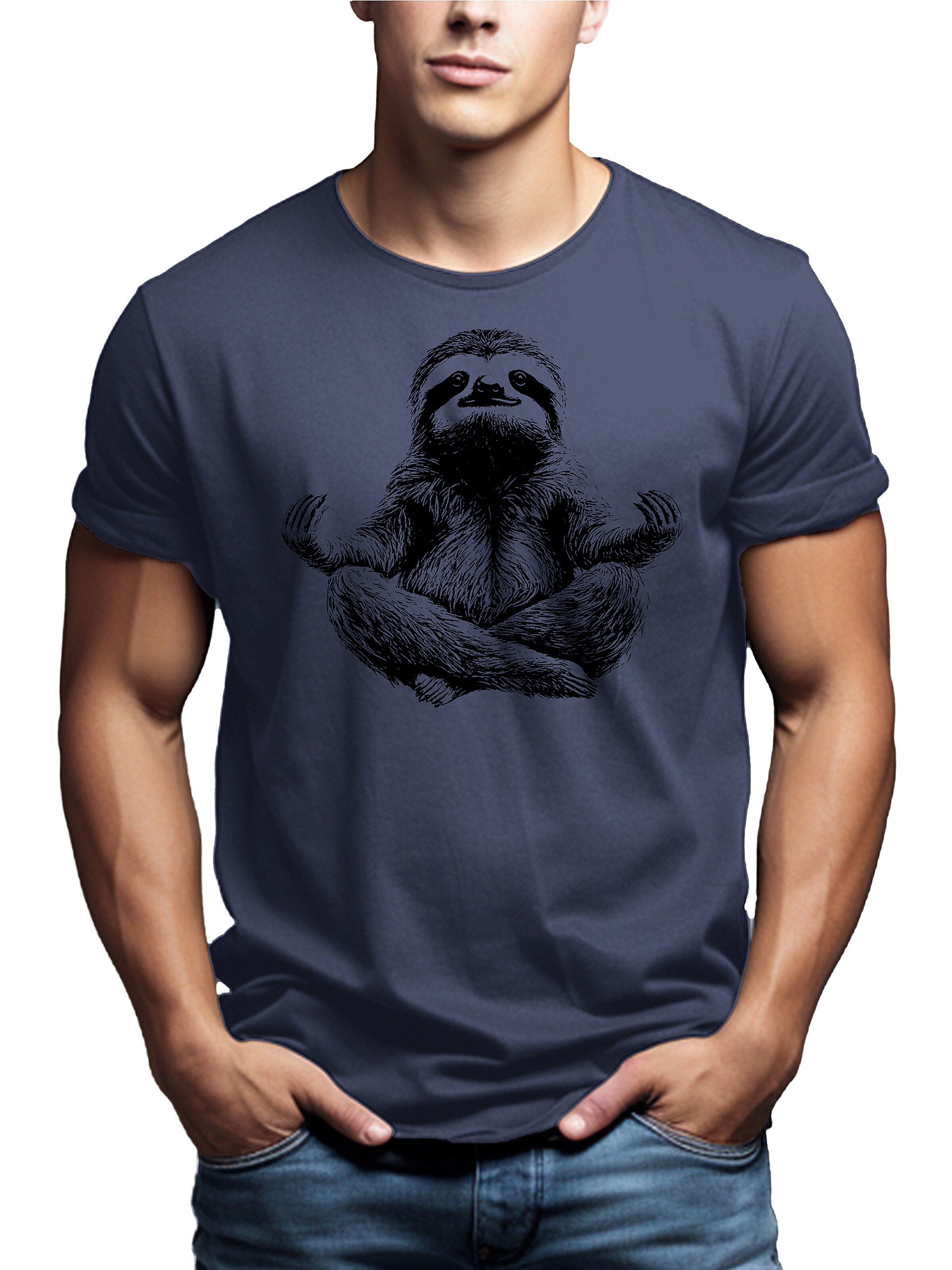 MAKAYA Shirt 'Meditation Sloth' in Blue