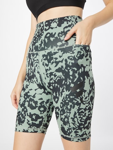 ADIDAS PERFORMANCE Skinny Urheiluhousut 'Optime Stash Floral Print' värissä vihreä