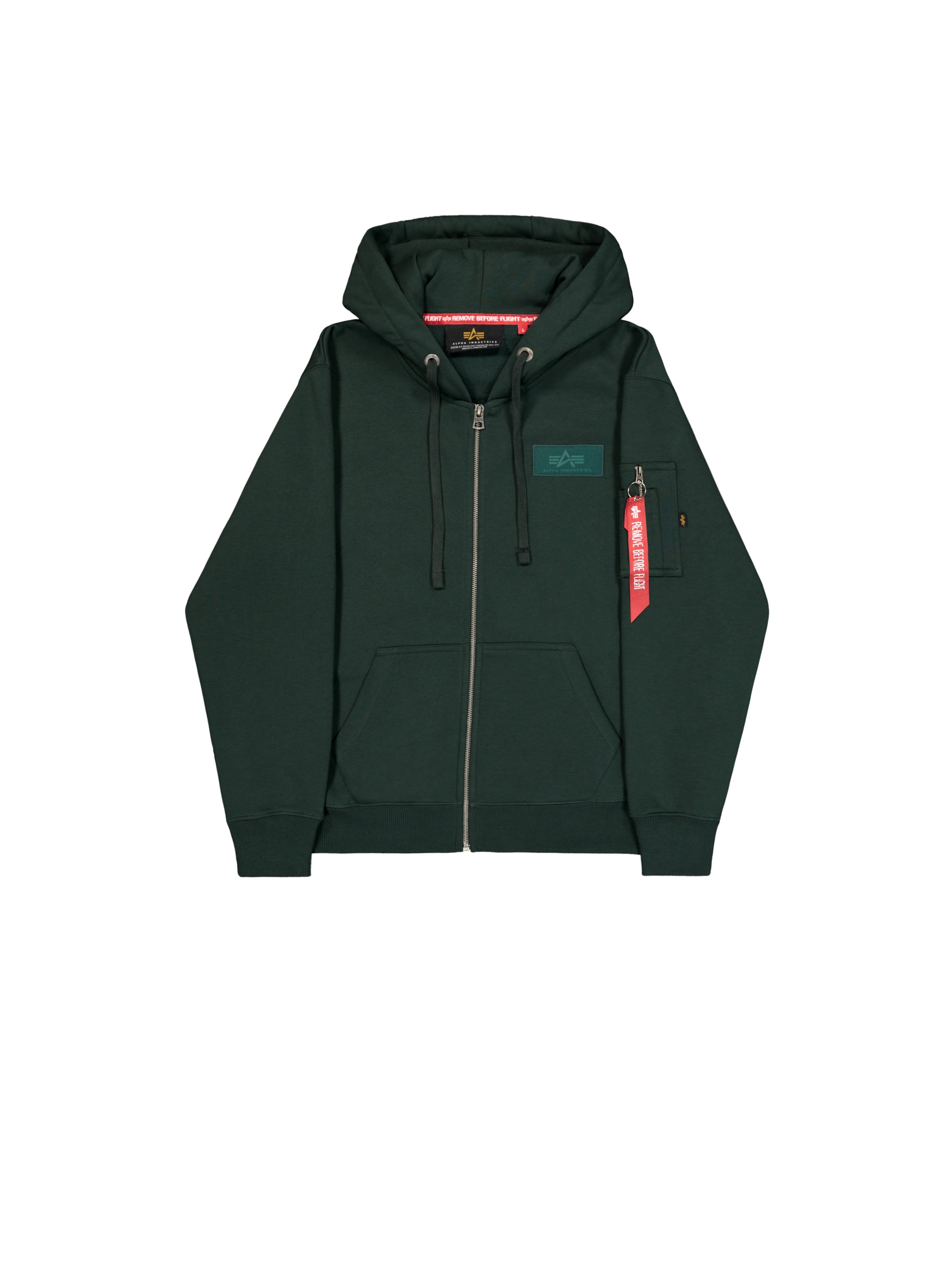 ALPHA INDUSTRIES Sweatjacke 'Backprint' in Grün: Vorderseite