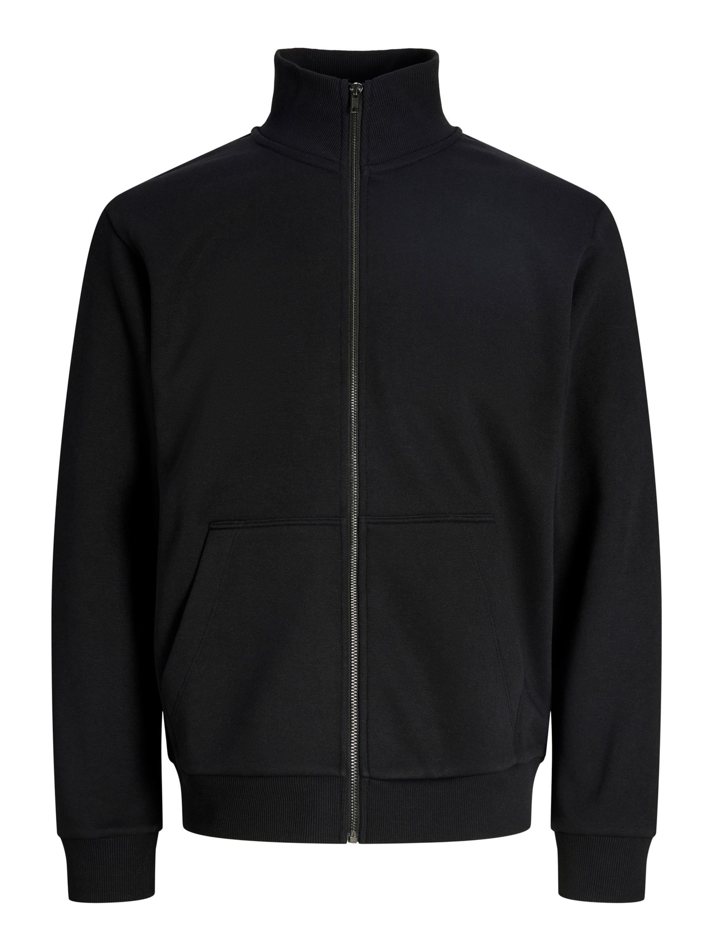 Jack & Jones Junior - Sudadera con cremallera en negro: frente