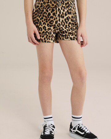Coupe slim Pantalon WE Fashion en marron : devant