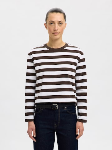 Tricou 'SLFESSENTIAL' de la SELECTED pe maro: față