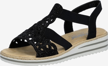 juoda Rieker Basutės su dirželiais: priekis