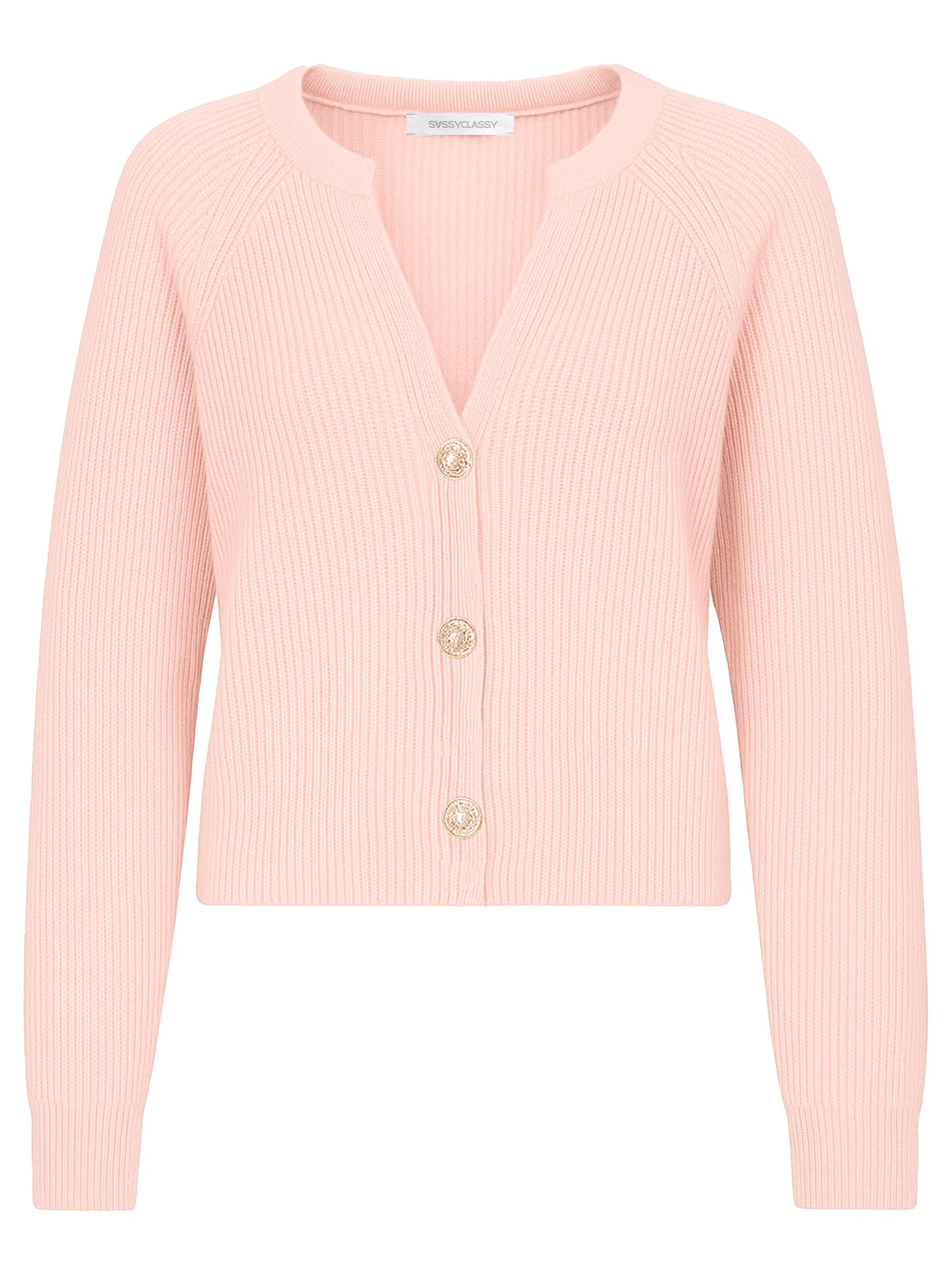 SASSYCLASSY Oversizestrickjacke in Pink: Vorderseite