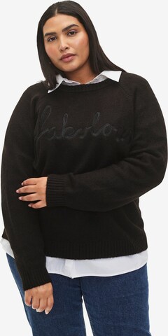 Zizzi - Pullover 'MFABULOUS' em preto: frente