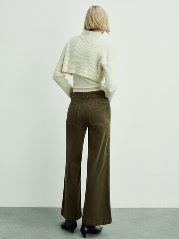 MANGO Wide Leg Hose 'CATHERIP' in Grün