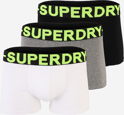 Superdry & Co Bokserishortsit värissä meleerattu harmaa / neonvihreä / musta / valkoinen, Tuotenäkymä