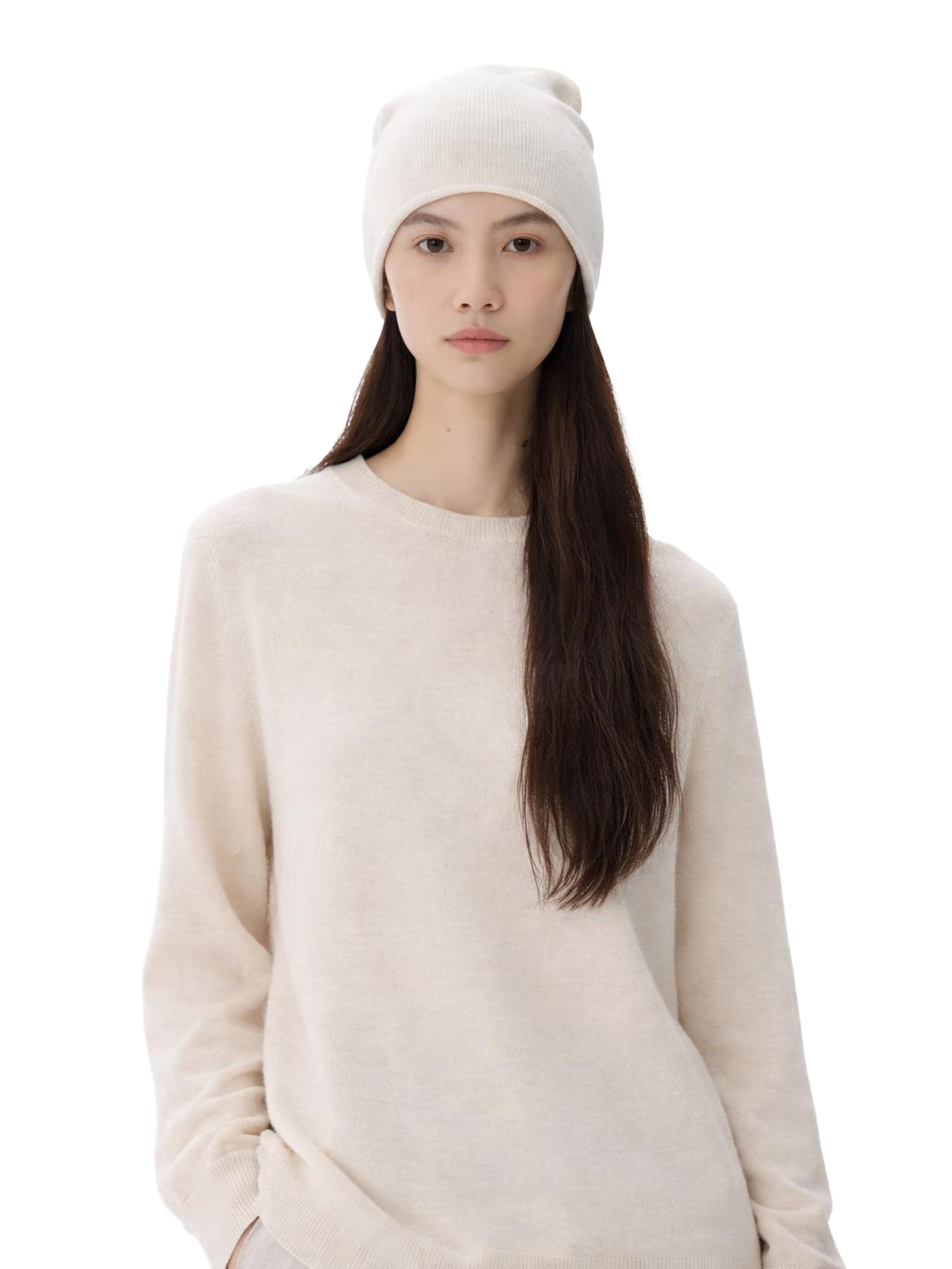 GOBI Cashmere Pullover 'Cashmere Hat & Sweater Set'‌‌‌‌ in Weiß: Vorderseite
