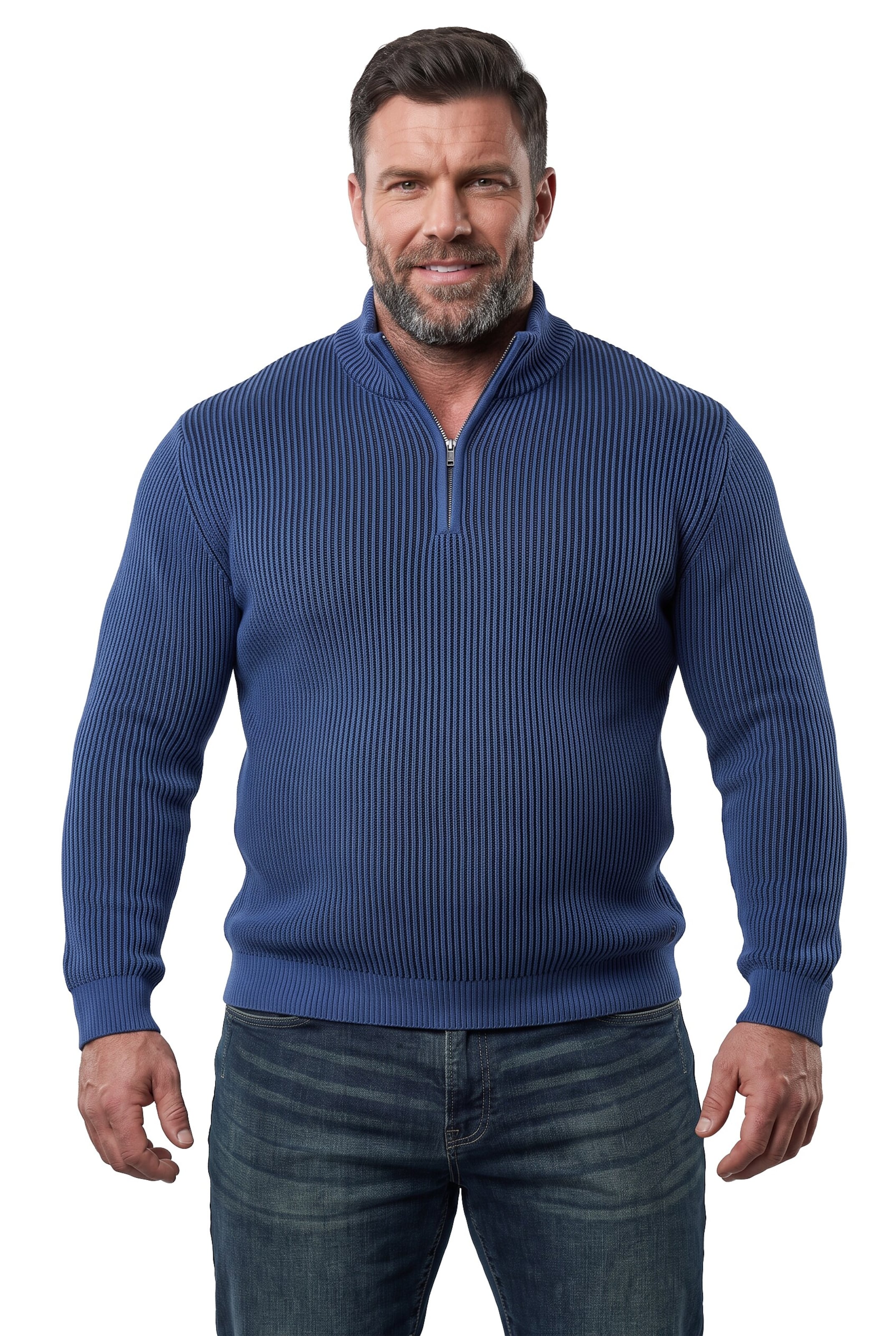 Men Plus Trui in Blauw: voorkant